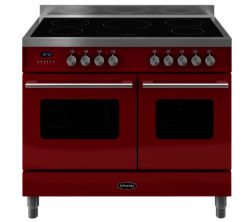 BRITANNIA  Delphi 100 Twin Electric Induction Range Cooker - Gloss Red & Stainless Steel